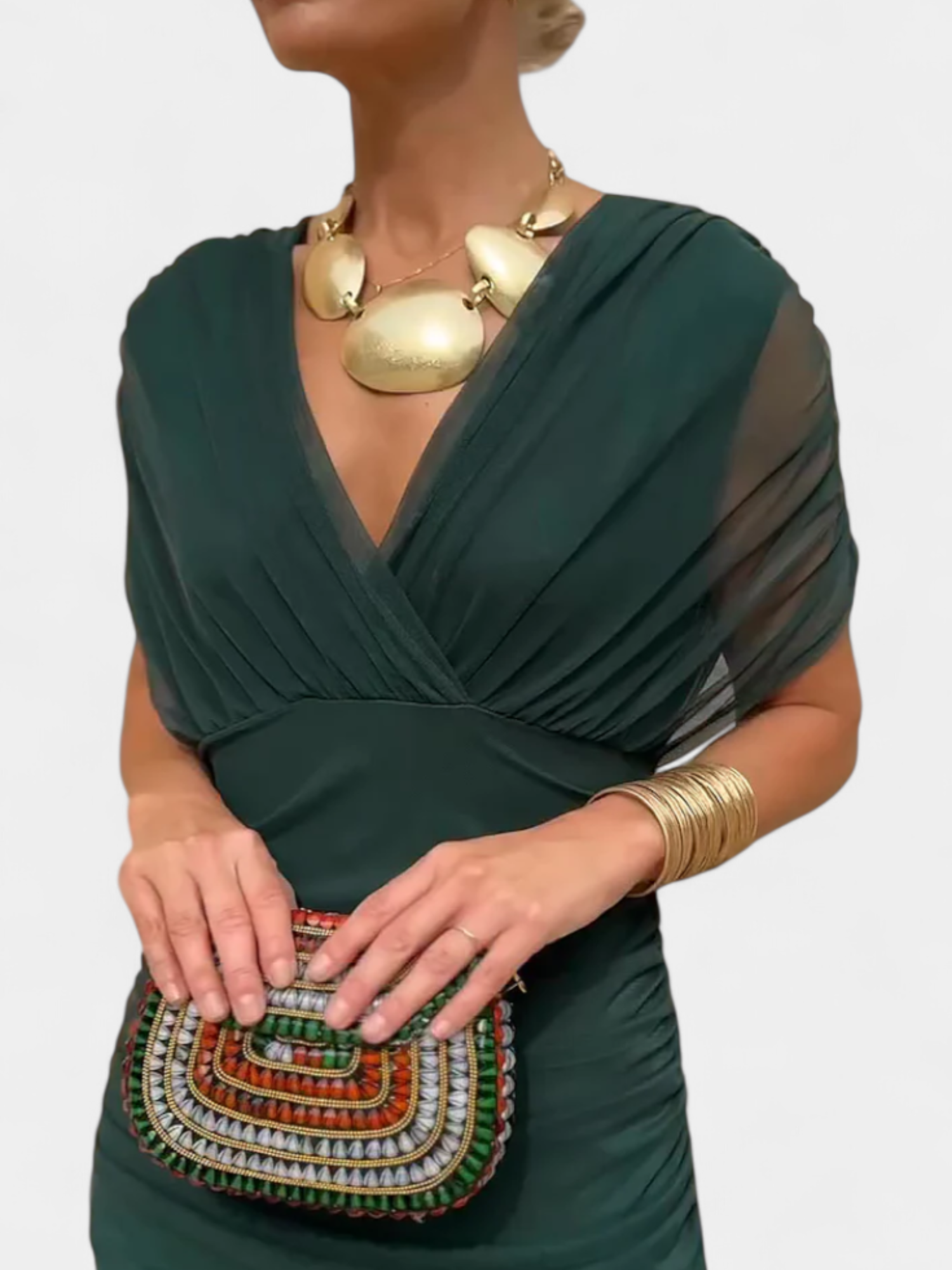 Florendra | Long Floral V Neck Dress